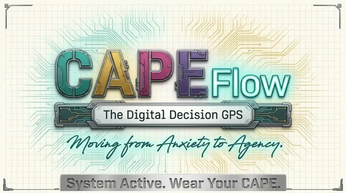 CAPE Flow: The Digital Decision GPS. Moving from anxiety to agency. System active. Wear your CAPE.